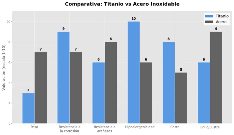 Comparativa entre titanio y acero inoxidable en relojería