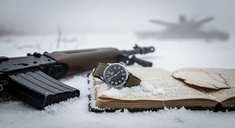 Reloj militar en las trincheras de la Primera Guerra Mundial, símbolo de resistencia y tiempo