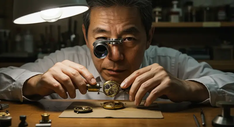 Masahiro Kikuno trabajando en su taller creando wadokei modernos