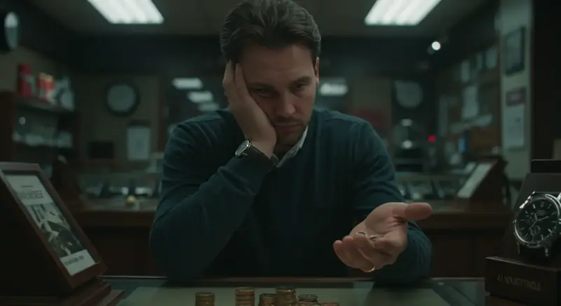 Hombre con reloj y monedas, simbolizando la pérdida de inversión.