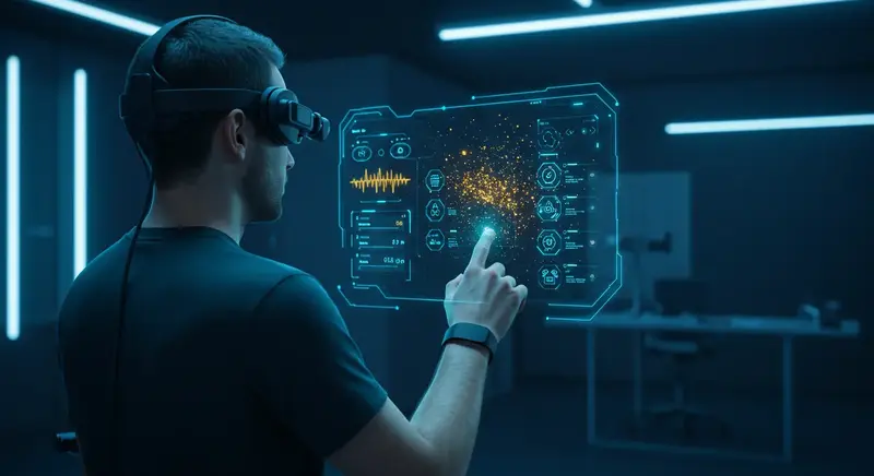 Interfaz cerebro-computador futurista que permite controlar relojes inteligentes mediante ondas cerebrales para personas con movilidad reducida