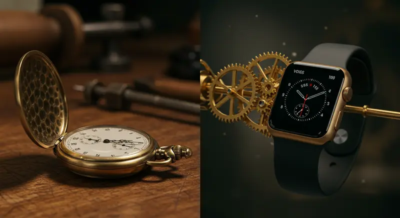 Evolución de los relojes para personas con discapacidad visual mostrando la transición del braille mecánico a la voz sintética