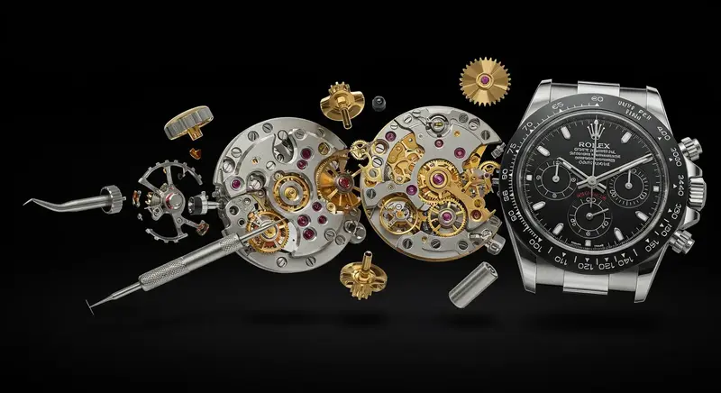 Reloj desmontado mostrando componentes