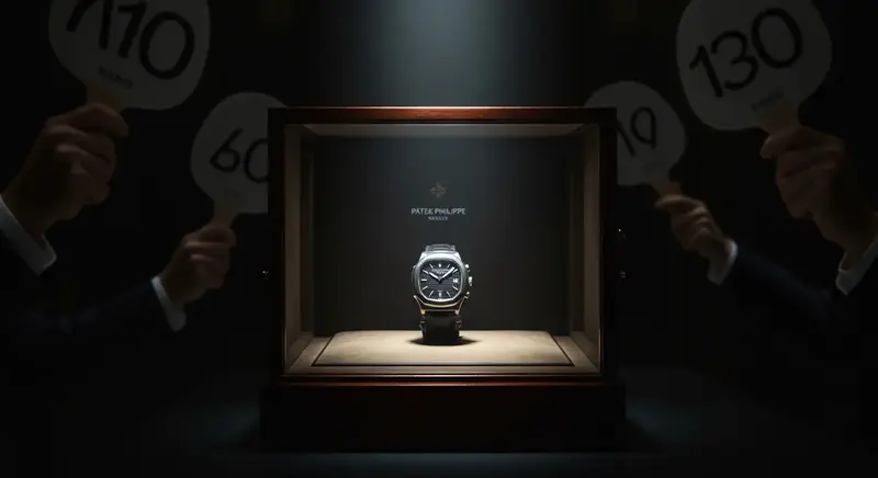 Reloj en subasta con manos y sombras, sugiriendo un mercado opaco.