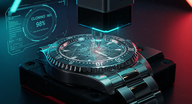 Reloj siendo trabajado con láser
