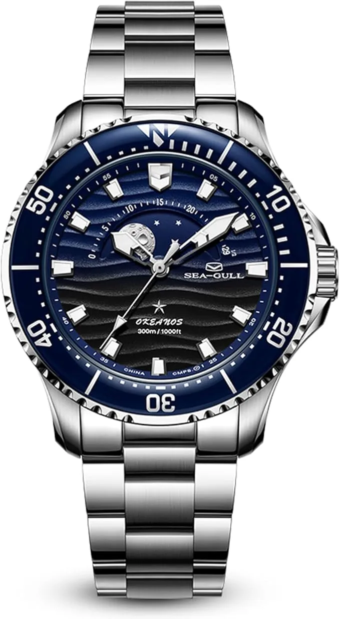 Reloj de pulsera mecánico automático SEA-GULL Seagull 816.32.1215 con fase lunar.
