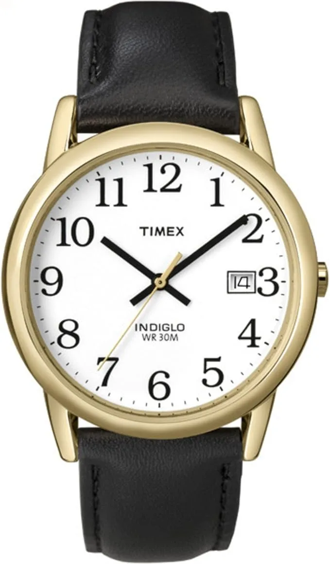 Reloj analógico de cuarzo Timex para hombre con correa de cuero.