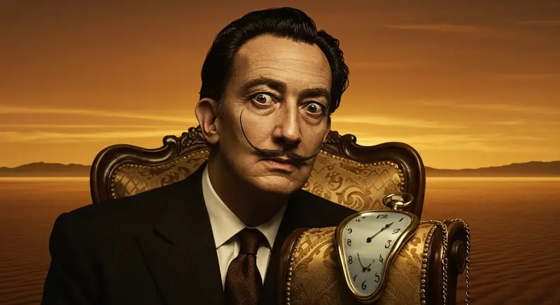 La pintura 'La persistencia de la memoria' de Salvador Dalí, con relojes derretidos en un paisaje surrealista, representando la maleabilidad del tiempo.
