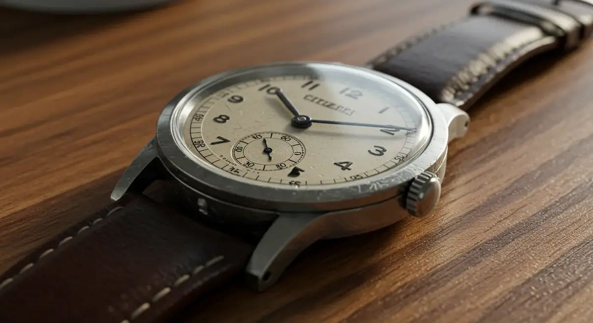 Reloj de bolsillo Citizen antiguo, símbolo de la historia de la relojería japonesa.