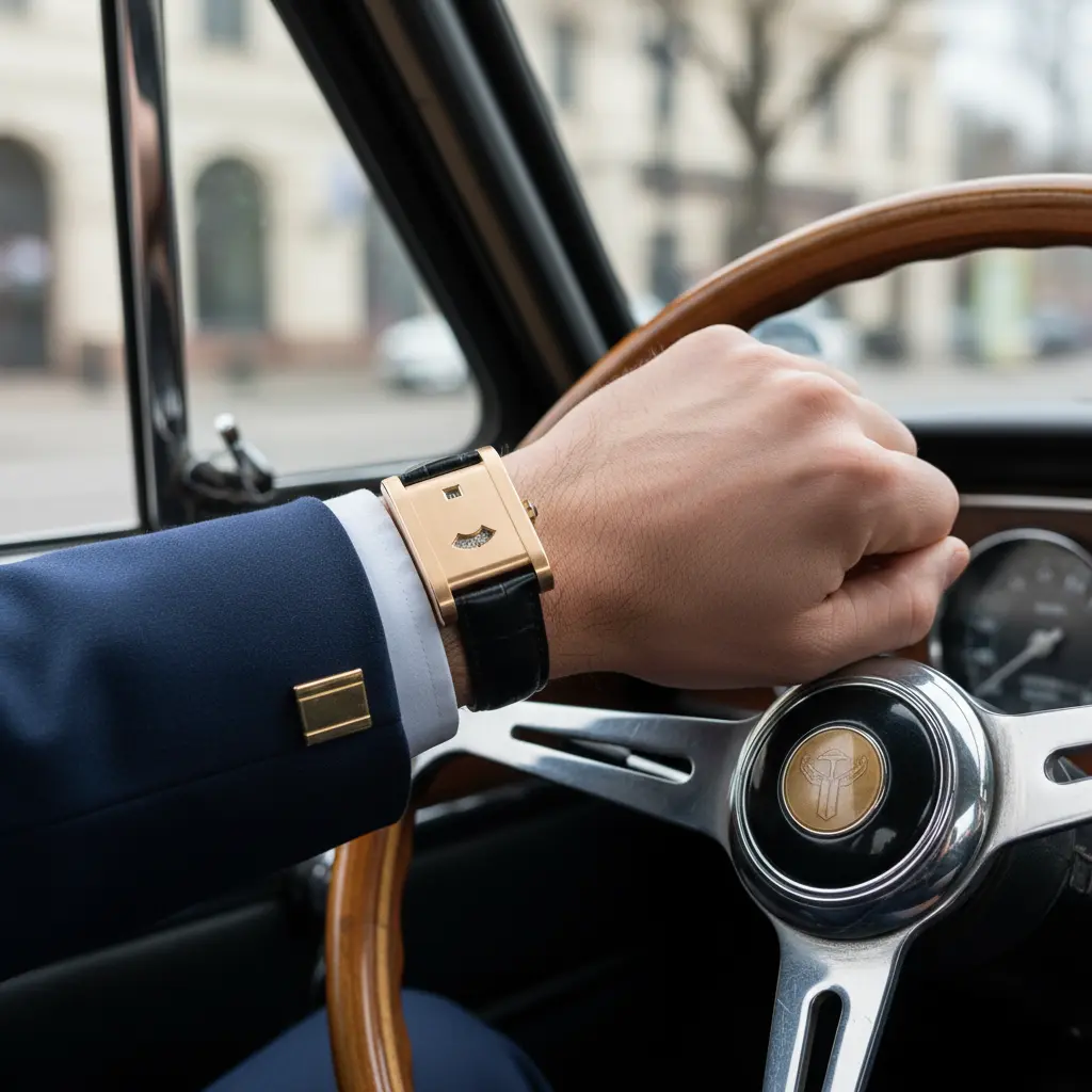 Cartier Tank à Guichets con ventanas para hora saltante