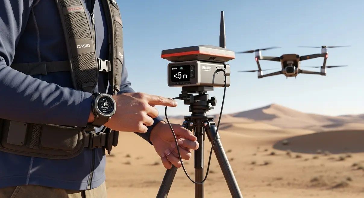 Prueba de campo de relojes para pilotos de drones en el desierto