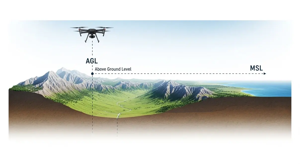 Diagrama de altitud AGL y MSL en relojes para pilotos de drones