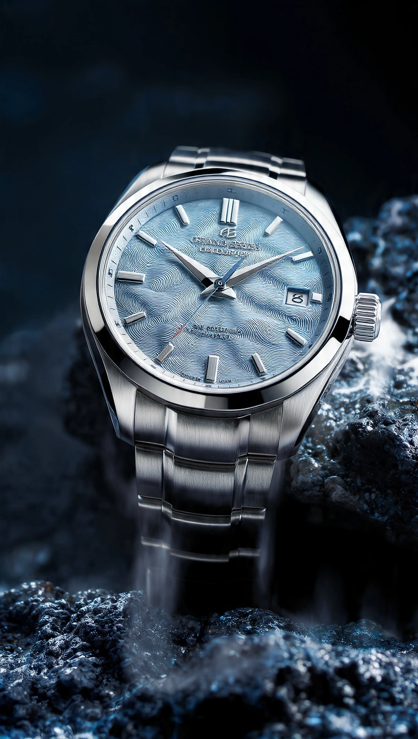 Grand Seiko Evolution 9 Lake Suwa con dial texturizado y calibre Spring Drive.