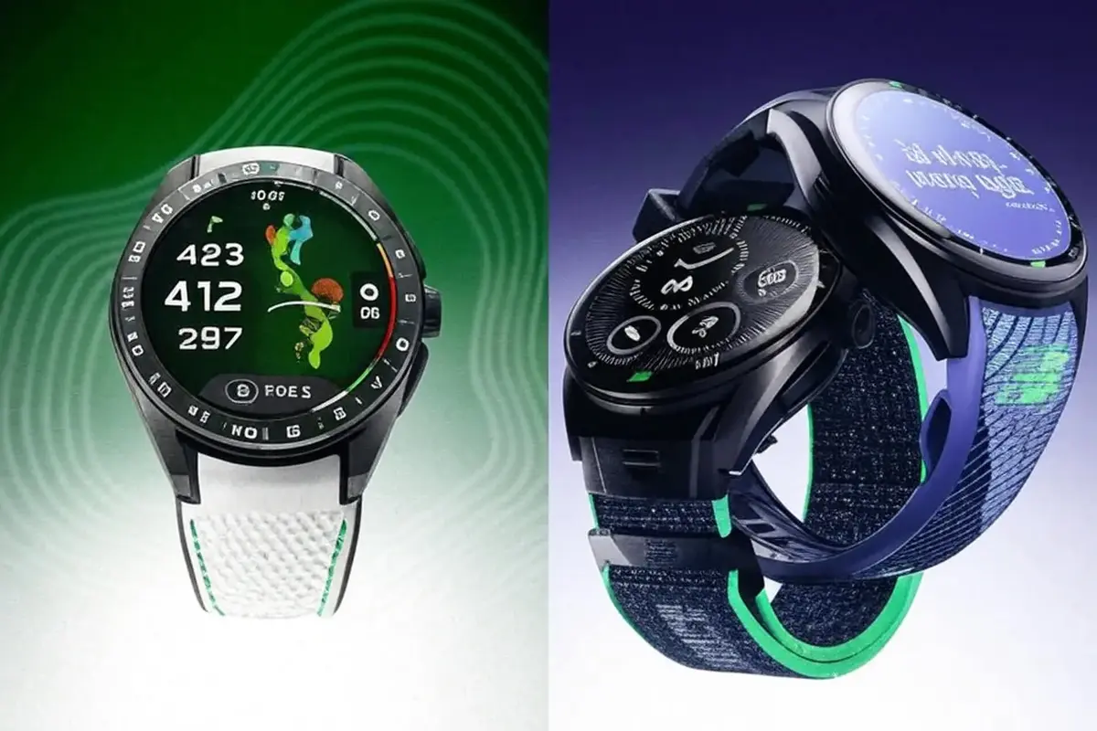 Detalle del corredor mostrando las zapatillas New Balance FuelCell SuperComp Elite v5 y el TAG Heuer Calibre E5