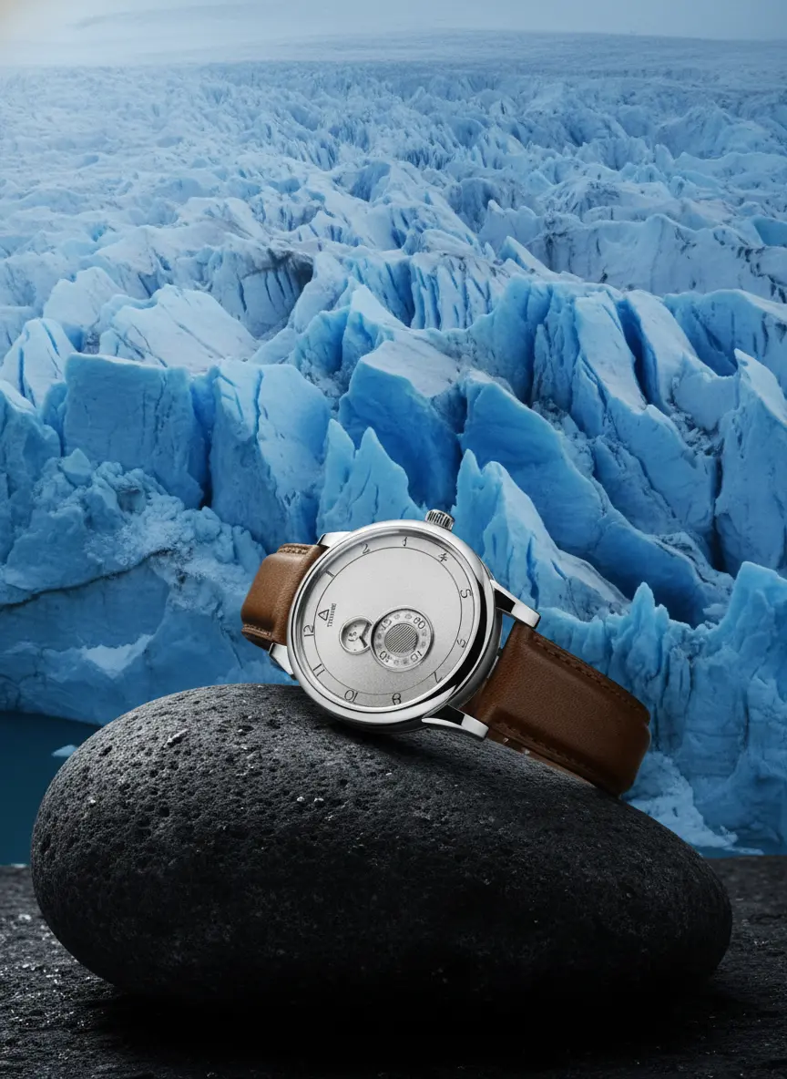 Reloj Trilobe Nuit Fantastique con dial arquitectónico y tres anillos giratorios sin agujas.