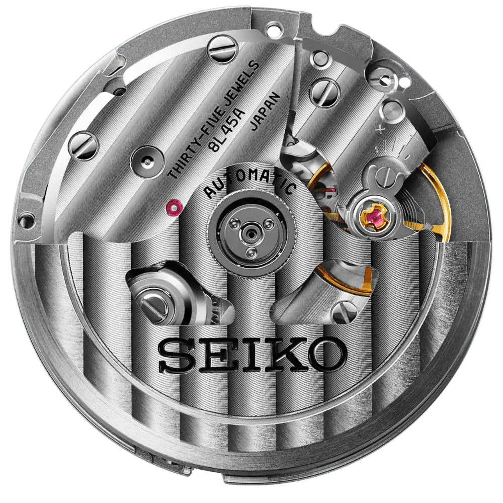 Calibre Seiko 8L45 visto a través del fondo de caja