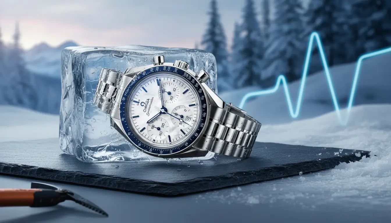 Speedmaster Milano Cortina 2026 – Esfera frosted efecto hielo