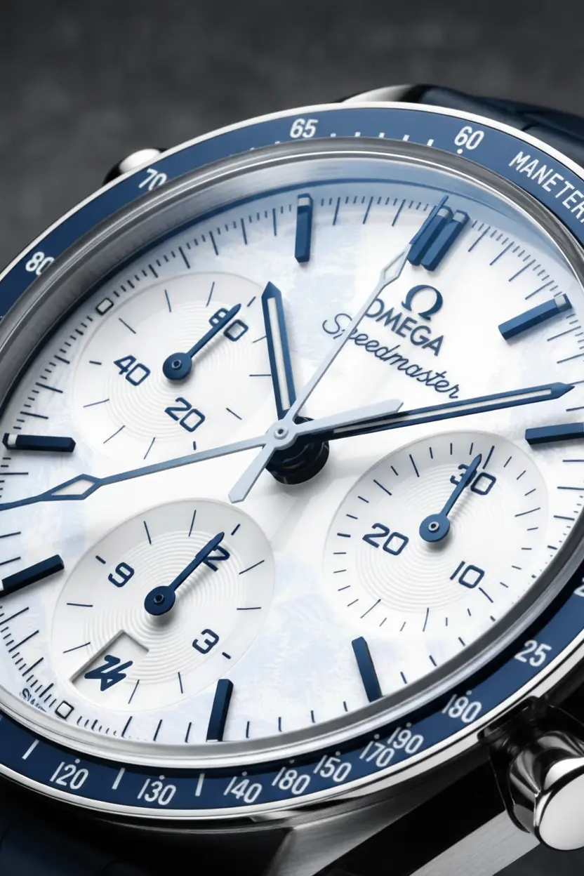 Speedmaster Milano Cortina 2026 – Macro del logo '26' en fecha