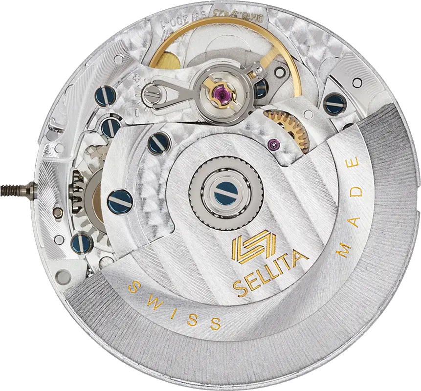 Movimiento Sellita SW200-1 con 26 rubíes y acabado técnico