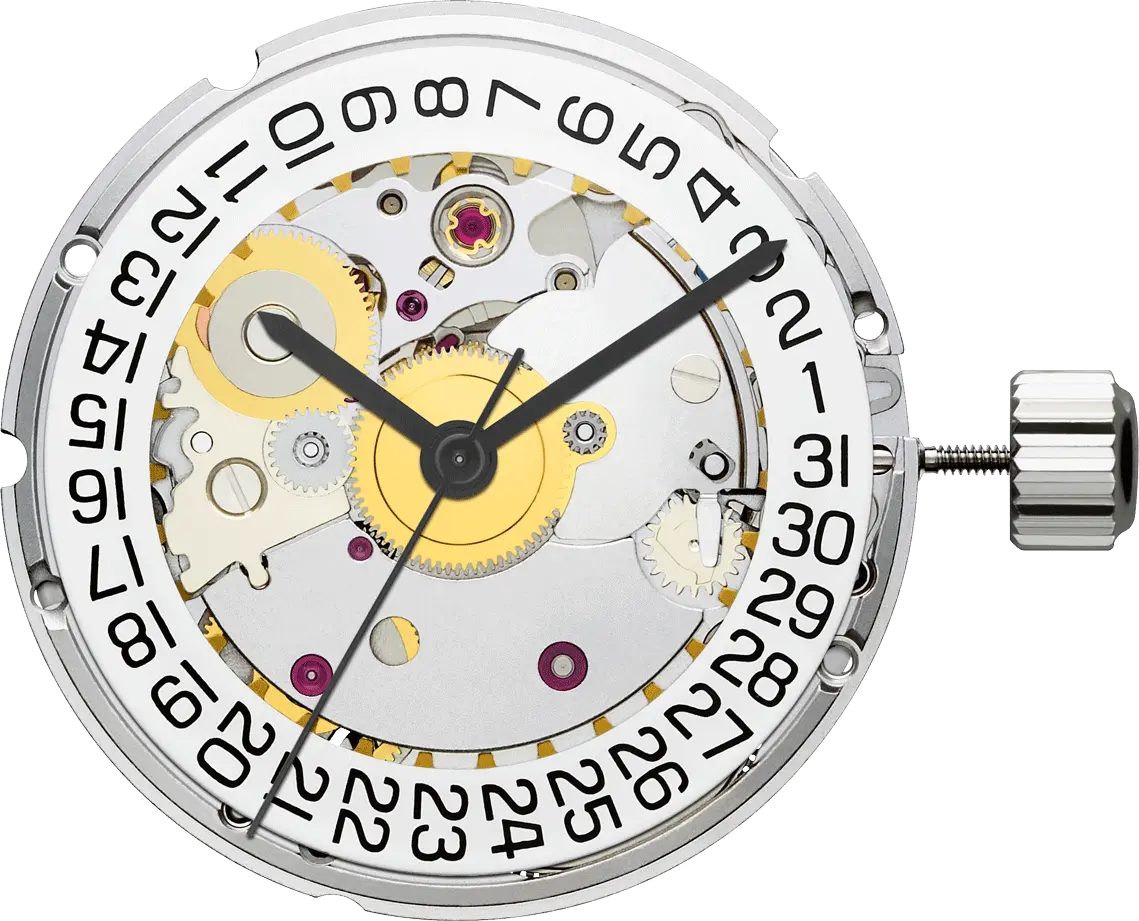 Arquitectura interna del mecanismo suizo ETA 2824-2 de 25 rubíes