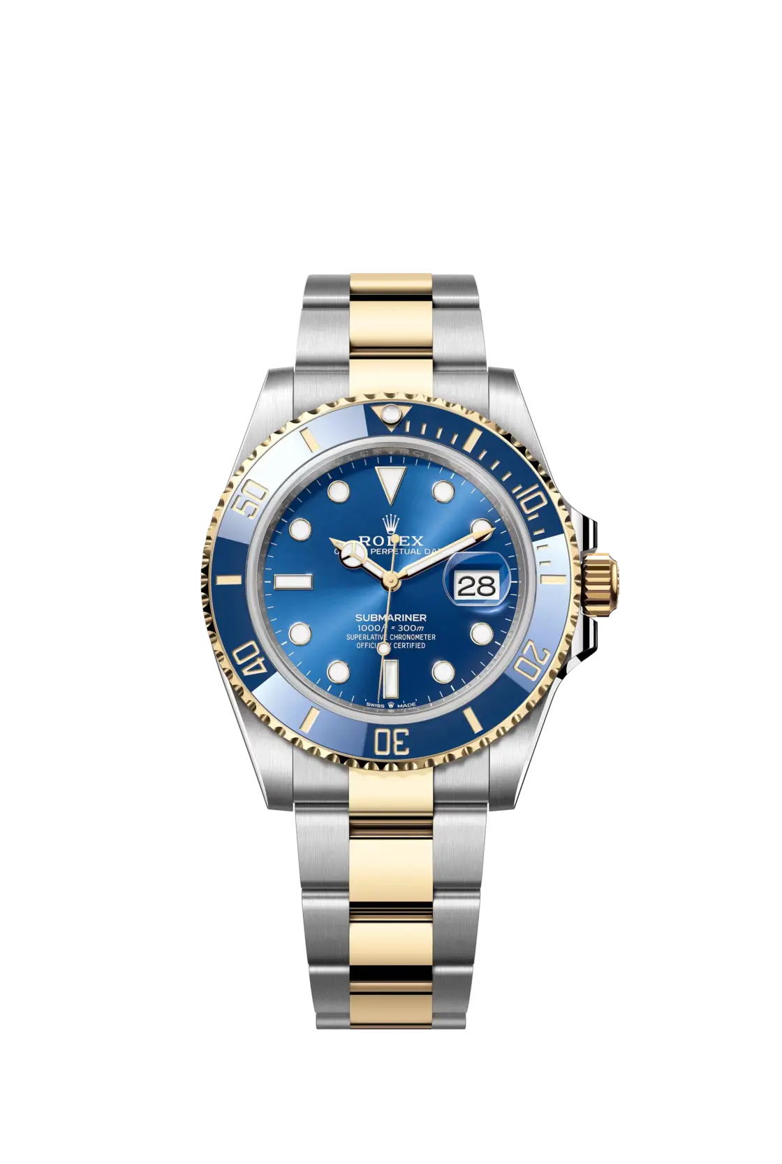 Modelo Rolex Submariner Rolesor azul y oro, mostrando el impacto del precio del oro