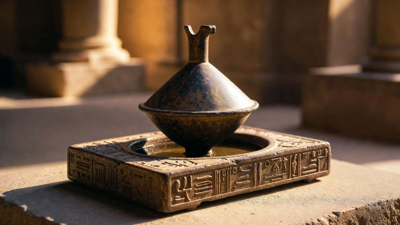 Clepsidra del antiguo Egipto representando los inicios de la tecnología en la alta relojería