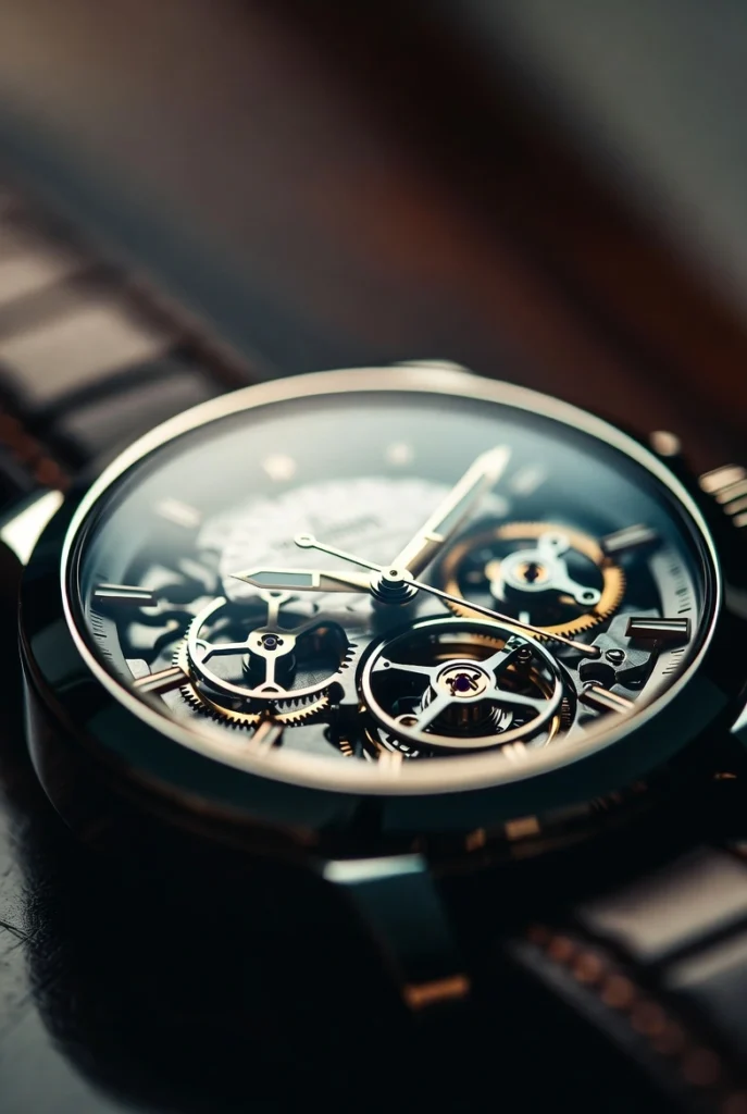 Macro de un movimiento de alta gama con tecnología de silicio, ilustrando la innovación técnica en Relojes Tiempo y Estilo.