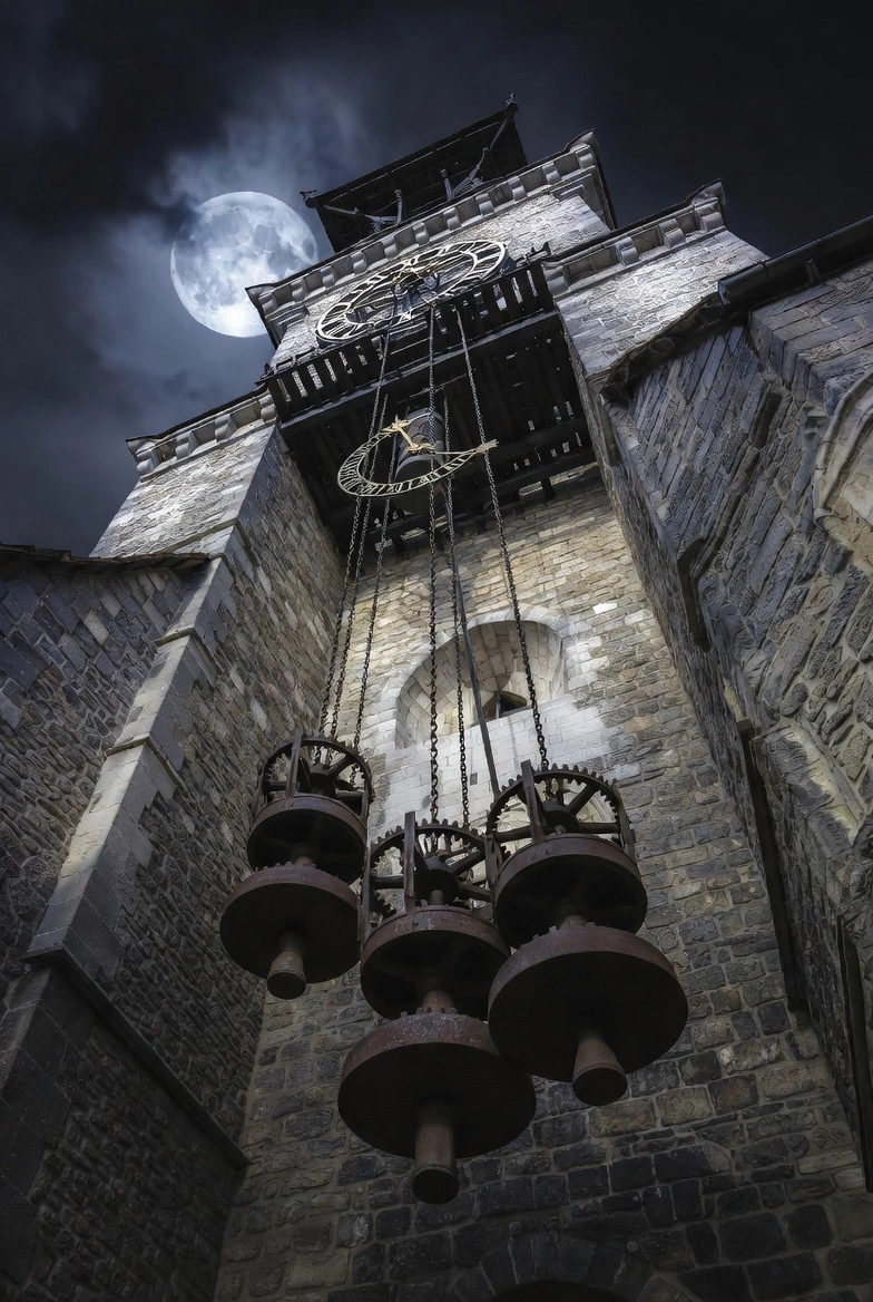 Mecanismo de reloj de torre medieval