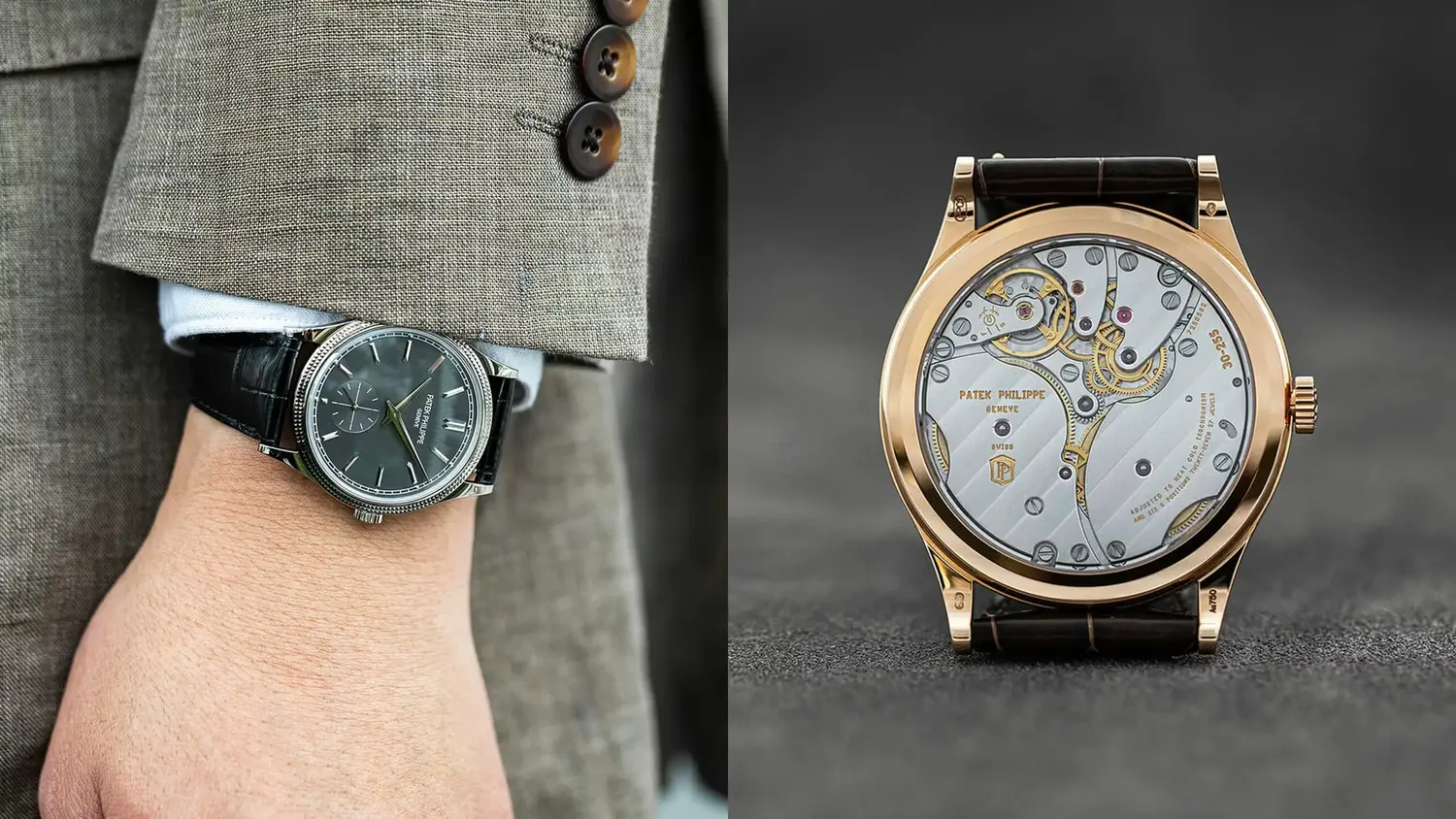 Detalle de Patek Philippe Calatrava en muñeca mostrando ergonomía y estética humana en diseño relojero de lujo