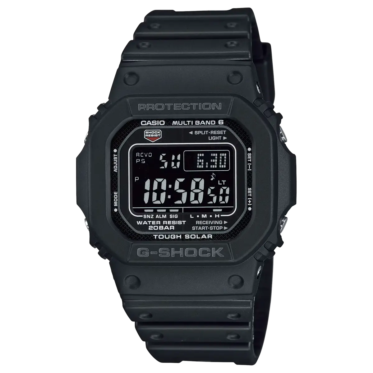 Casio G-Shock GW-M5610U negro con correa de resina sobre superficie oscura